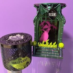 Disney Villains Maleficent Green and Black light up Candle holder and candle Set